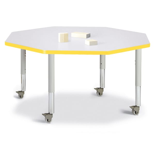 Berries Octagon Activity Table, 48 in. x 48 in., Mobile, Freckled Gray/Yellow/Gray